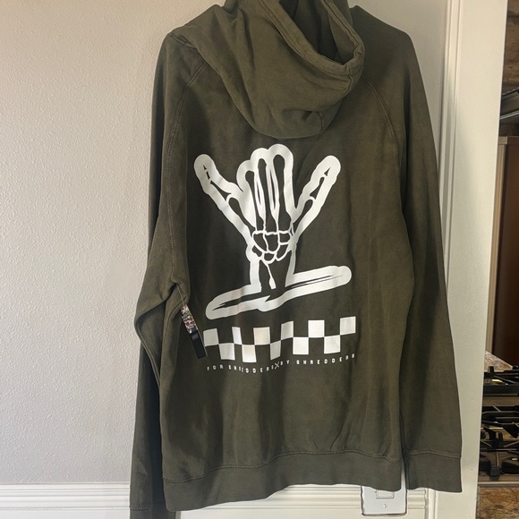 Men's Olive Hoodie with Embroidered Logo - Picture 2 of 3